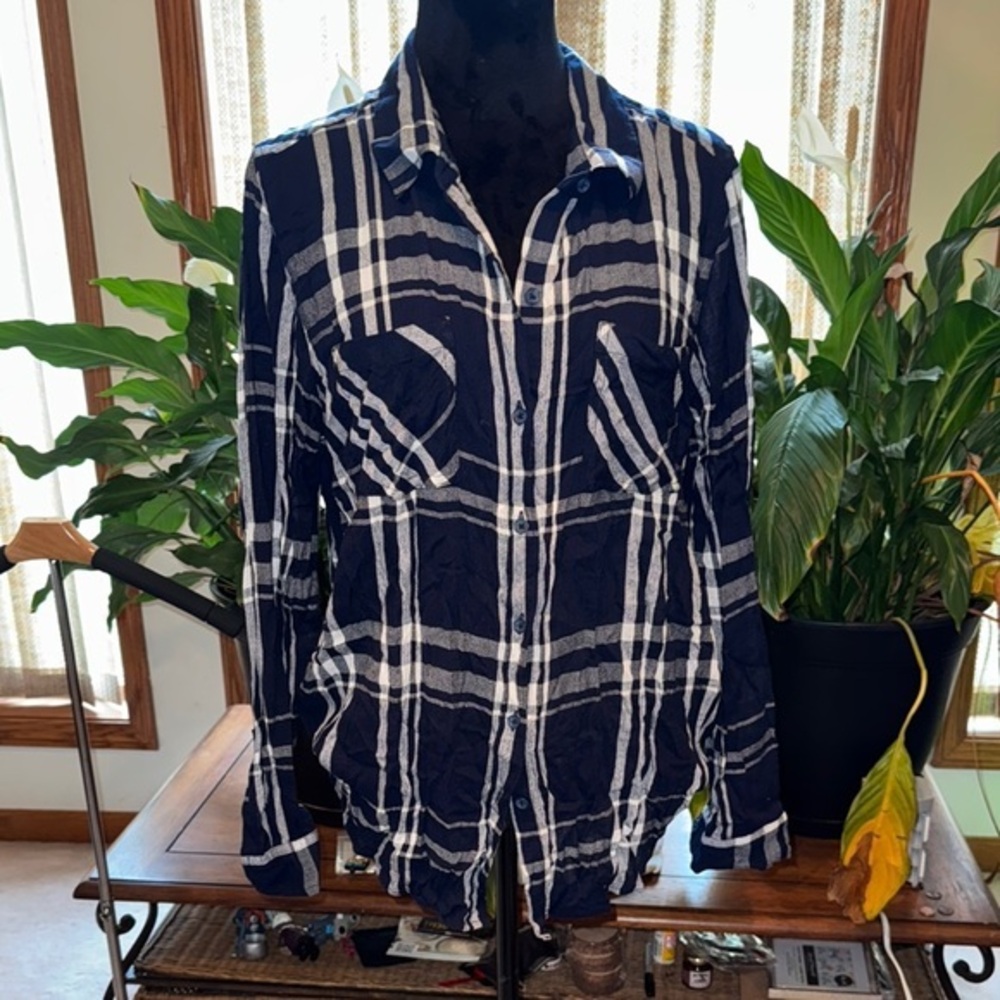 Lucky Brand Blue and White Relaxed Button Down Shirt NWOT